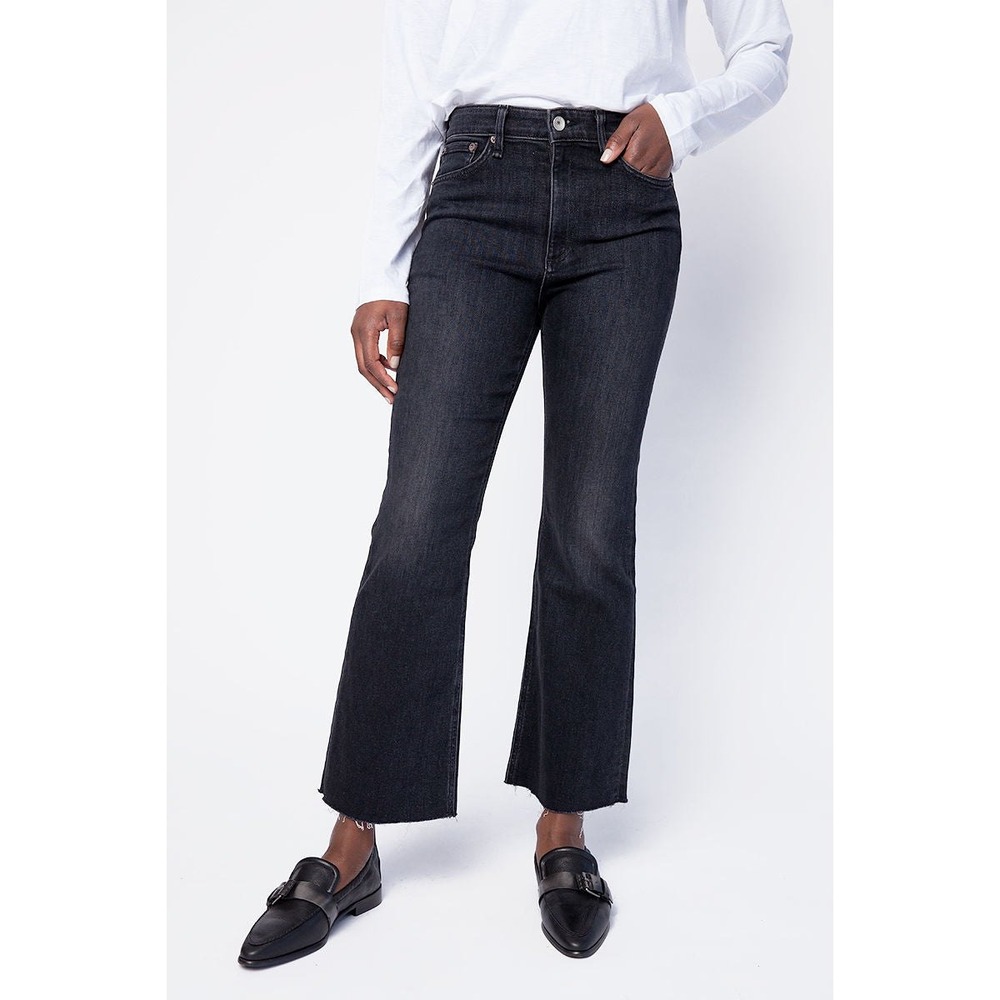 Rag & Bone Nina High Rise Ankle Flare Jeans Reyes Faded Black Size 29